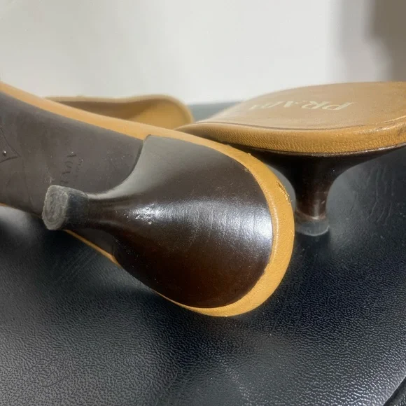 Prada Milano Tan Satin Slide Heels Made in Italy Women’s Size 39 - Picture 7 of 9